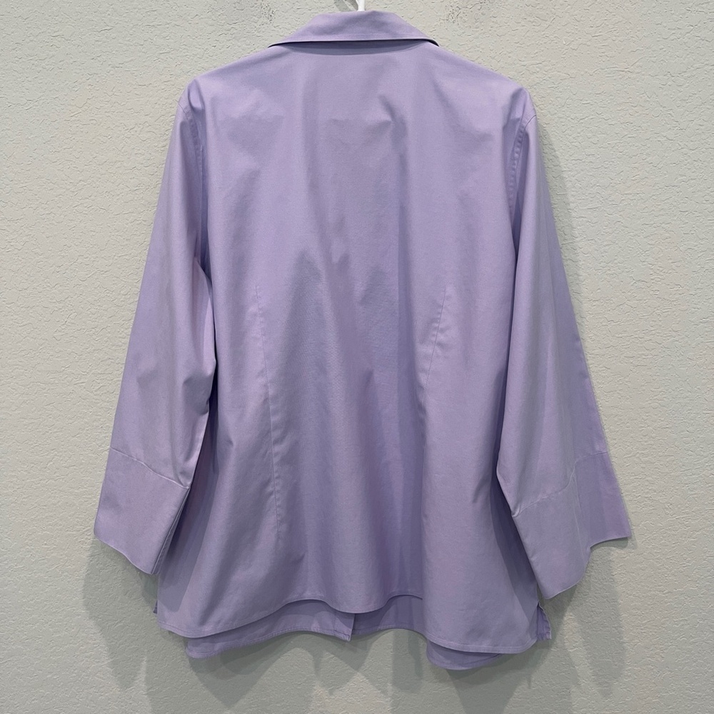 Land's End Shirt Women's Plus 24W Purple No Iron Pinpoint Oxford 3/4 Sleeve - Picture 3 of 11